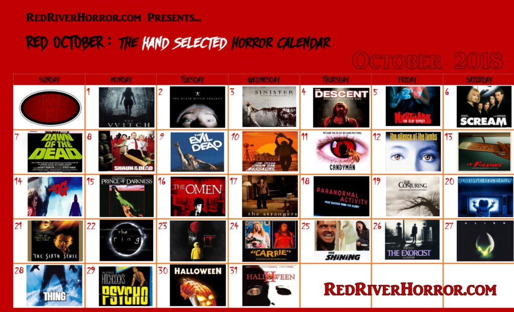 Red October: The Hand Selected Horror Calendar Red River Horror